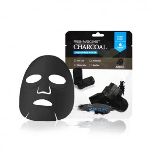 3W Clinic Тканевая маска для лица с древесным углем Fresh Charcoal Mask