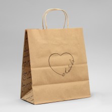 Подарочный пакет крафт "Сердце", 22х25х12 см.
