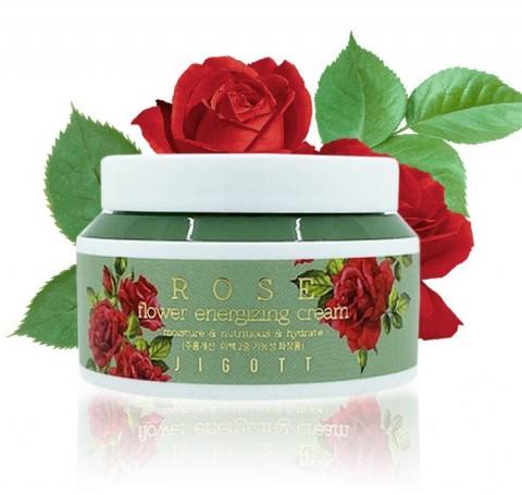 Jigott Тонизирующий крем для лица с розой Rose Flower Energizing Cream, 100 мл.