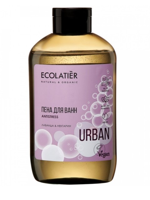 ECOLATIER Пена для ванн с ароматом лаванды и нектарина, 600 мл.