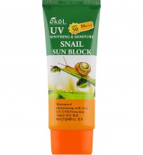 EKEL Успокаивающий увлажняющий солнцезащитный крем с улиточным муцином Soothing & Moisture Snail Sun Block SPF50 PA+++, 70 мл