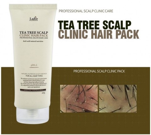 Маска-пилинг для кожи головы Lador с чайным деревом Tea Tree Scalp Clinic Pack, 200 мл.