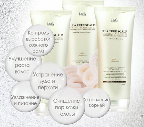 Маска-пилинг для кожи головы Lador с чайным деревом Tea Tree Scalp Clinic Pack, 200 мл.