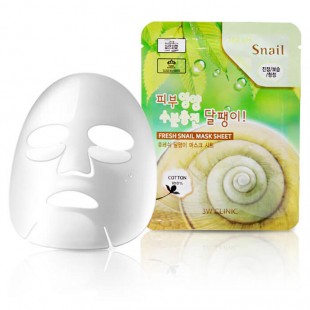 3W Clinic Тканевая маска для лица с муцином улитки Fresh Snail Mucus Mask Sheet
