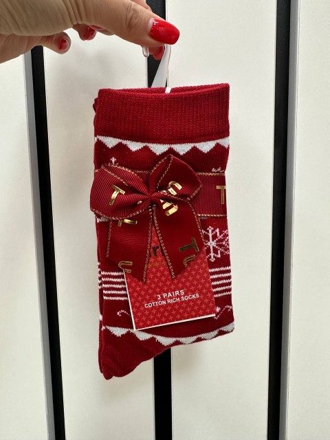 TURKAN НАБОР носки женские "Новый год", в связке с бантом, в ассортименте, 3 шт.