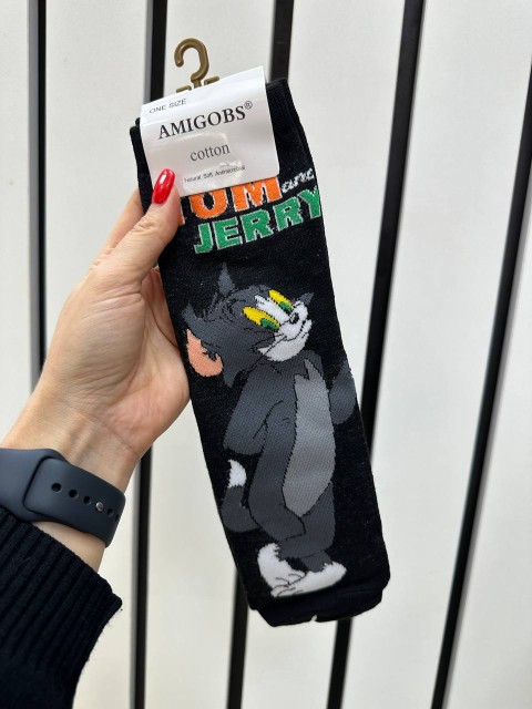 AMIGOBS Носки унисекс яркие с рисунком Том и Джерри, 37-42 р., 1 пара