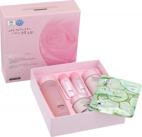 3W Clinic Набор увлажняющей косметики для лица Flower Effect Extra Moisturizing 3 Kit Set