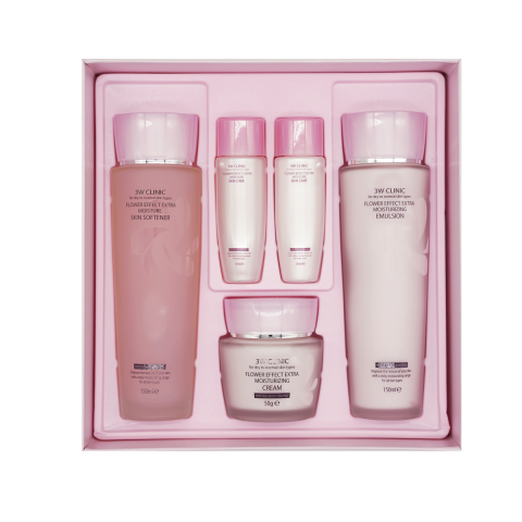 3W Clinic Набор увлажняющей косметики для лица Flower Effect Extra Moisturizing 3 Kit Set