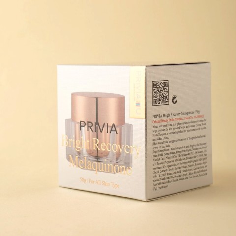 PRIVIA Восстанавливающий антивозрастной крем для лица выравнивающий тон кожи Bright Recovery Melaquinone Cream, 50 мл.