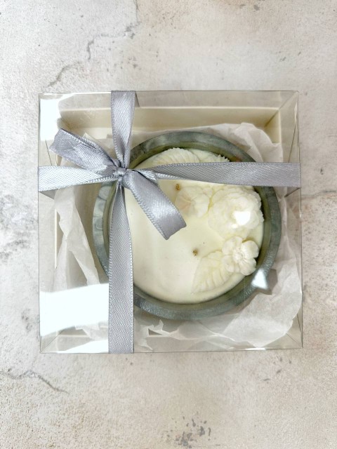 BE HAPPY Ароматическая соевая свеча ручной работы в круглой форме, декор цветы