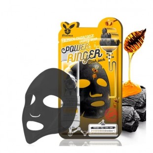 Elizavecca Очищающая тканевая маска для лица с углем и медом Black Charcoal Honey Deep Power Ringer Mask Pack