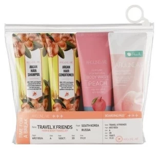 Welcos Around Me Набор дорожный для волос и тела Travel X Friends Hair&Body Travel Kit, 4*70 мл