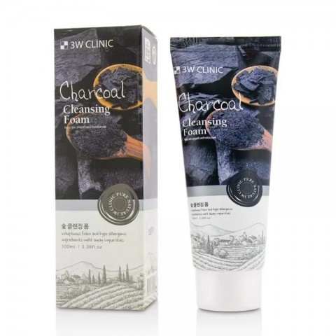 3W Clinic Пенка для умывания с древесным углем Charcoal Cleansing Foam