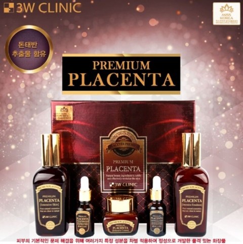 3W Clinic Набор антивозрастной косметики для лица с плацентой Premium Placenta 3 Items Set