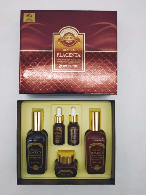 3W Clinic Набор антивозрастной косметики для лица с плацентой Premium Placenta 3 Items Set