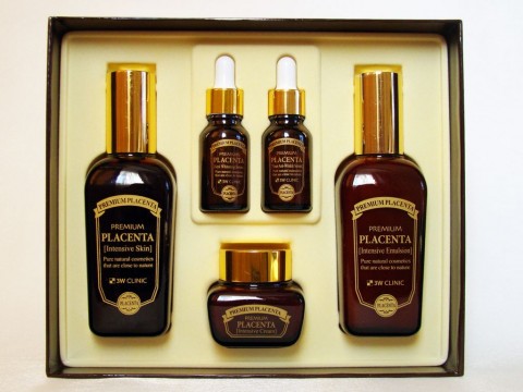 3W Clinic Набор антивозрастной косметики для лица с плацентой Premium Placenta 3 Items Set