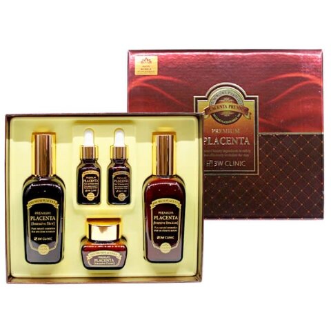 3W Clinic Набор антивозрастной косметики для лица с плацентой Premium Placenta 3 Items Set
