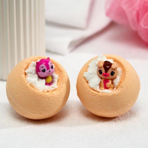 Bomb Master Бомбочка для ванн «Весёлые зверята» оранжевая, 130 г 