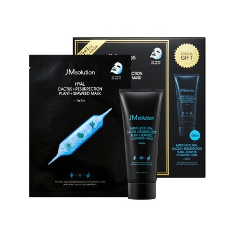 JMsolution Набор тканевых масок для лица с кактусом и водорослями Hyal Cactus + Resurrection Plant + Seaweed Mask