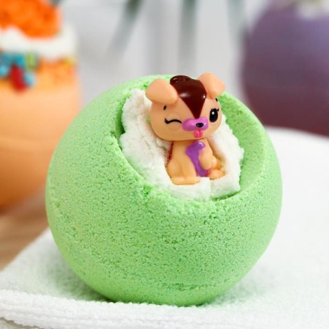 Bomb Master Бомбочка для ванн «Весёлые зверята» зелёная, 130 г