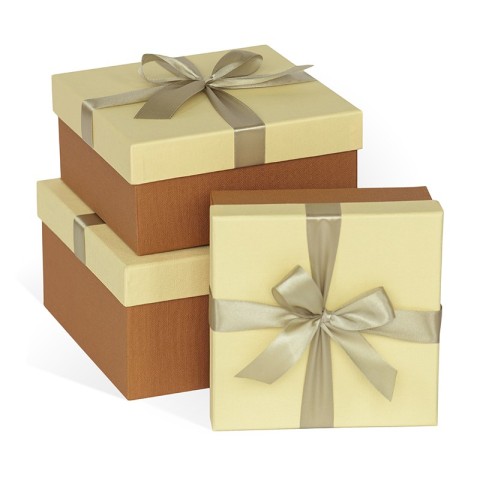 Подарочная коробка средняя с бантом (цвет в ассортименте)