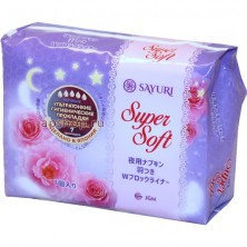 SAYURI Ночные гигиенические прокладки Super Soft, 32 см, 7 шт