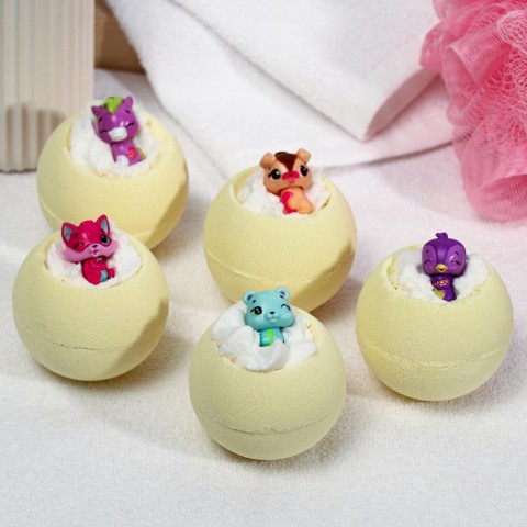 Bomb Master Бомбочка для ванн «Весёлые зверята» микс, жёлтая, 130 г