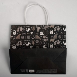 Пакет подарочный крафт «С Днем защитника Отечества», 25 х 22 х 12 см