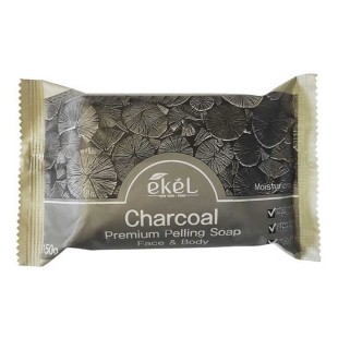 EKEL Мыло косметическое с экстрактом древесного угля Charcoal Premium Peeling Soap Face Body, 150 гр