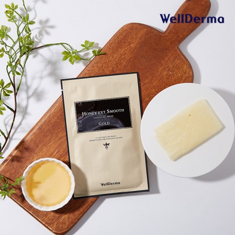 WellDerma Питательная тканевая маска с золотом и мёдом Honey Ext. Smooth Essential Mask Gold