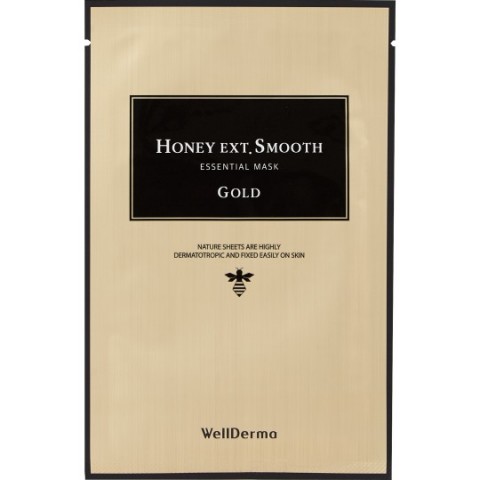 WellDerma Питательная тканевая маска с золотом и мёдом Honey Ext. Smooth Essential Mask Gold