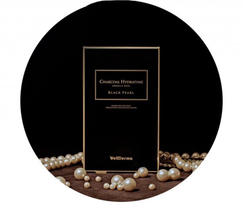WellDerma Тканевая маска для лица с углём и чёрным жемчугом Charcoal Hydrating Black Pearl Mask