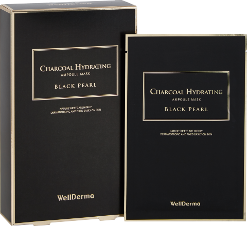 WellDerma Тканевая маска для лица с углём и чёрным жемчугом Charcoal Hydrating Black Pearl Mask