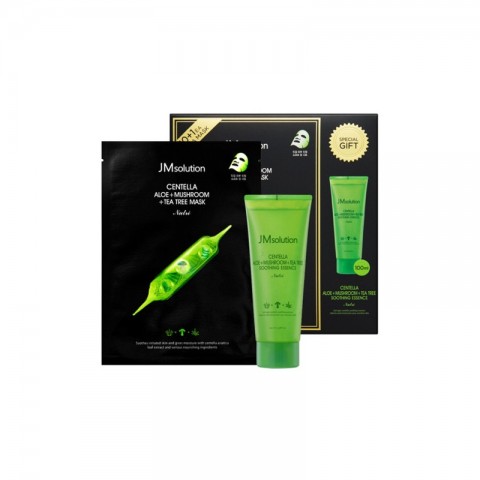 JMsolution Набор масок для лица и успокаивающая эссенция эссенция Centella Aloe + Mushroom + Tea Tree Mask