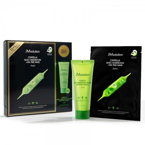 JMsolution Набор масок для лица и успокаивающая эссенция эссенция Centella Aloe + Mushroom + Tea Tree Mask