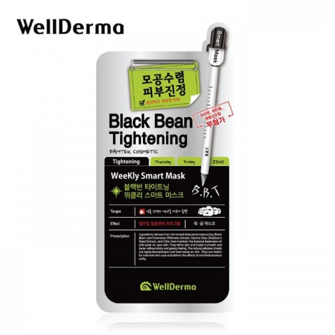 WellDerma Тканевая маска для сужения пор с черными бобами Black Bean Tightening Weekly Smar