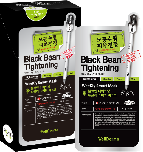 WellDerma Тканевая маска для сужения пор с черными бобами Black Bean Tightening Weekly Smar