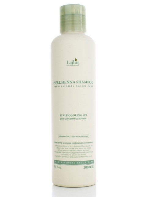 Lador Освежающий шампунь для волос с хной, кактусом и ментолом Pure Henna Shampoo, 200 мл.