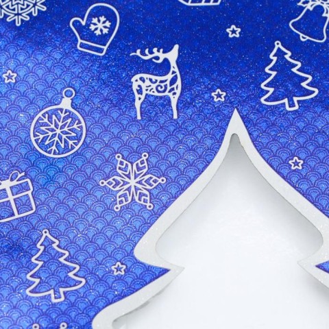 Пакет бумажный фасовочный "Ёлка", синий с окном, 10*6*26 см