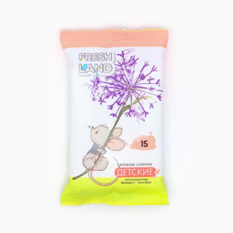 Freshland Влажные салфетки для детей, 15 шт 