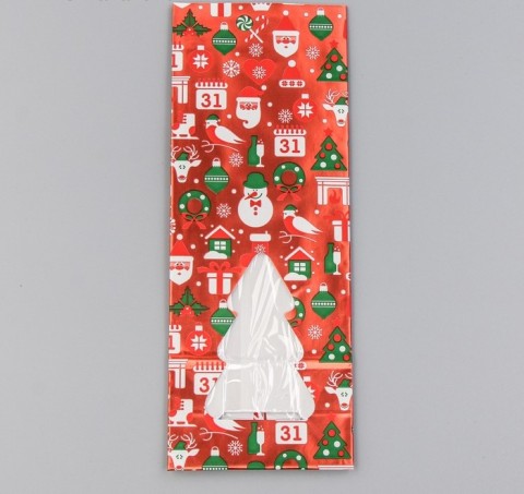 Пакет бумажный фасовочный "Новогодний с окном", 10*6*26 см