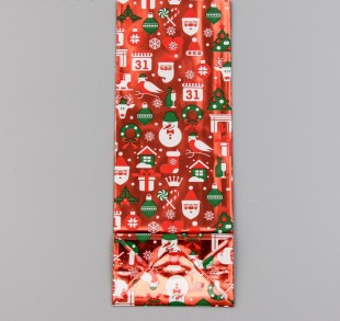 Пакет бумажный фасовочный "Новогодний с окном", 10*6*26 см