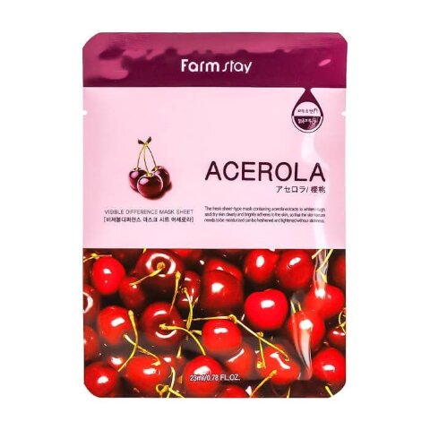 FarmStay Тканевая маска для лица с ацеролой Visible Difference Mask Sheet Acerola 