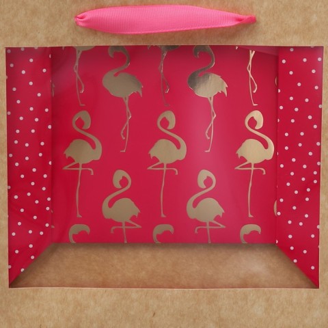 Пакет крафтовый с пвс окном «Фламинго», 24 х 20 х 11см 