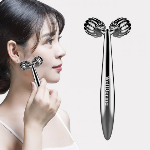 WellDerma Роликовый массажер для лица Face Lifting Dark Silver Roller