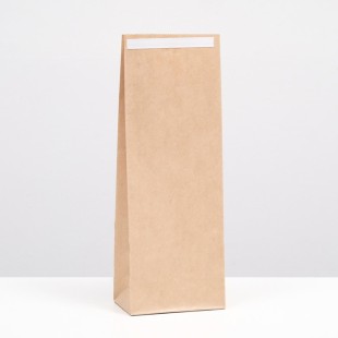 Пакет крафт бумажный фасовочный, прямоугольное дно, с клеевой лентой 12*8*33 см