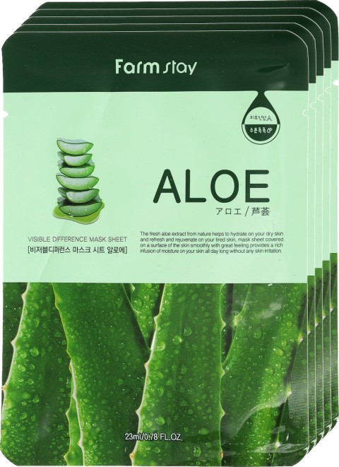FarmStay Тканевая маска для лица с алоэ Visible Difference Mask Sheet Aloe