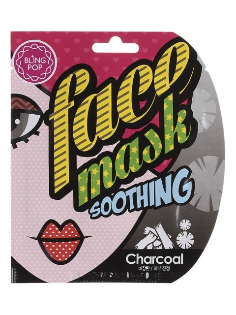 Blingpop Очищающая тканевая маска с экстрактом чёрного бамбука Face Mask Soothing Charcoal