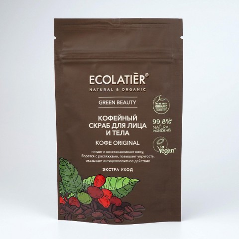 ECOLATIER Скраб для тела лимфодренажный КОФЕ ORIGINAL Экстра-уход, 150 гр