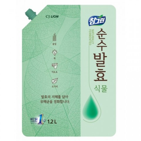 LION Средство для мытья посуды Chamgreen Pure Fermentation Растительные ферменты, 1200 мл.